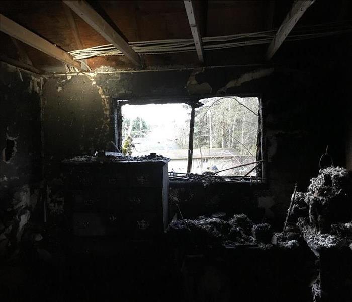 Fire damaged bedroom