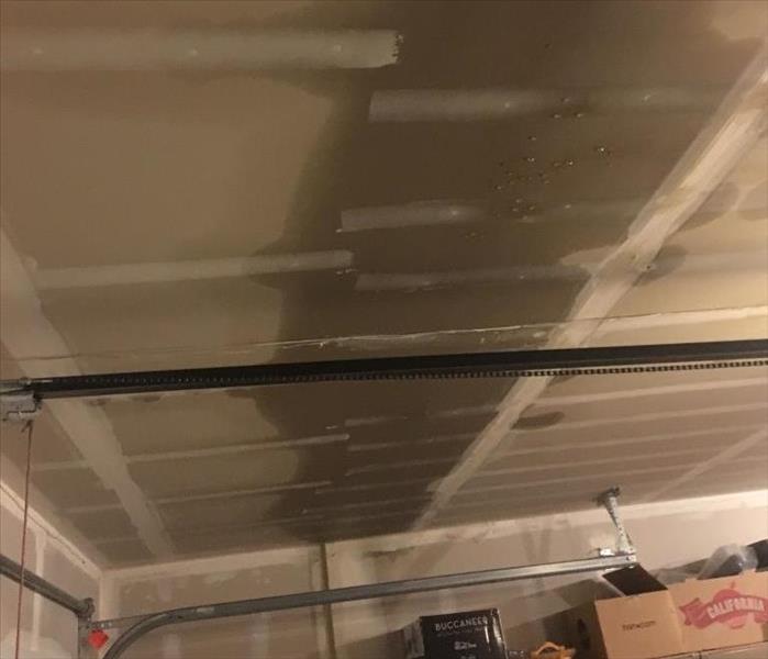 water damaged garage ceiling