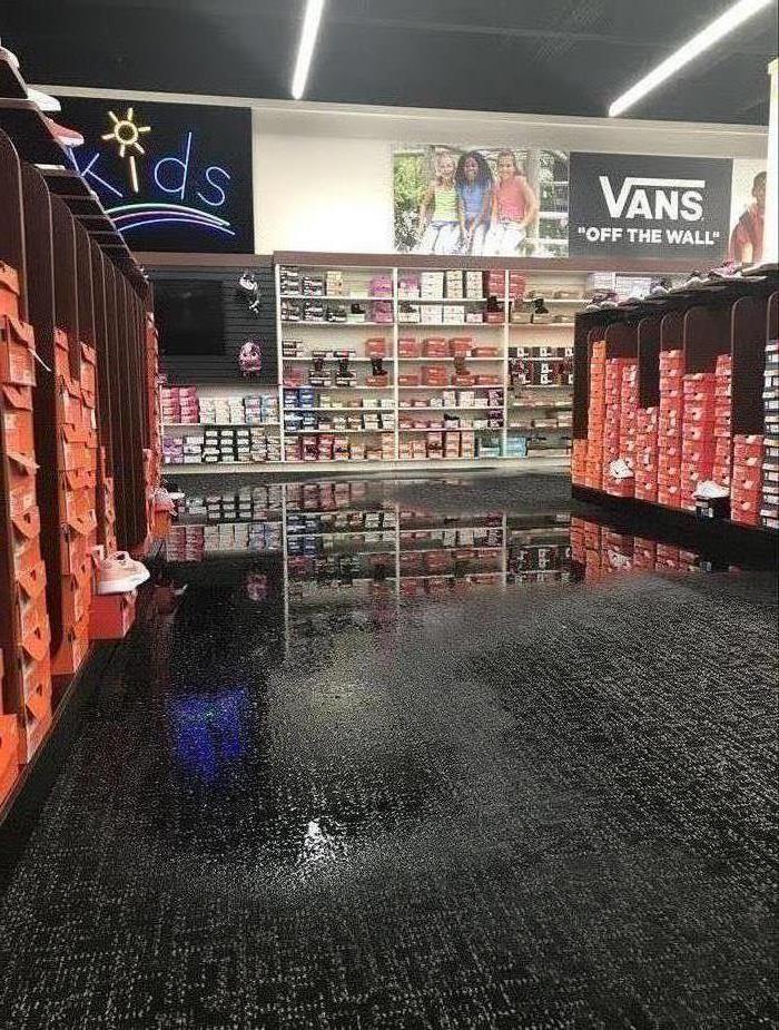 Water damaged shoe store