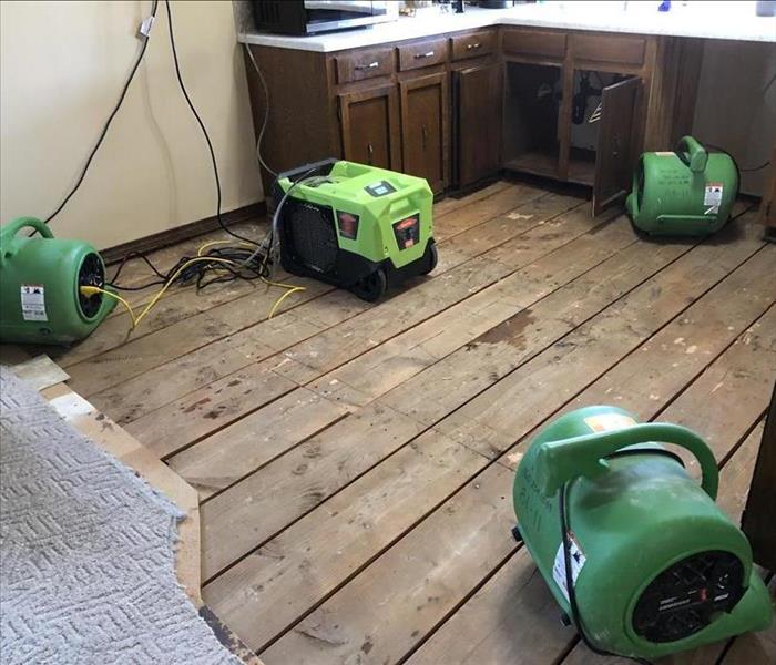 Mitigated residence after water damage with drying equipment