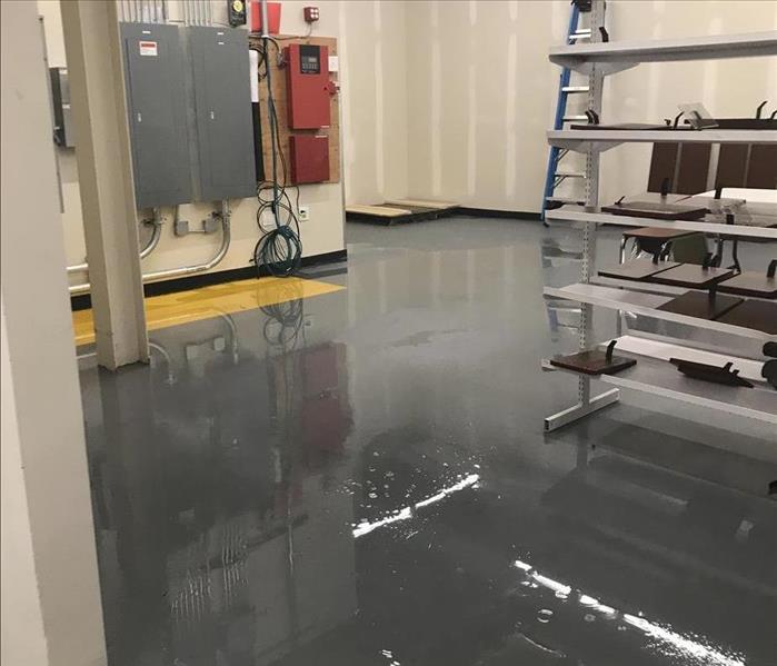 water damaged commercial storage room