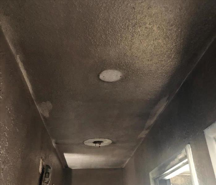smoke damaged hallway