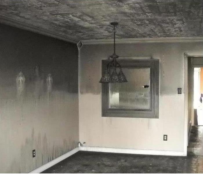 Smoke damaged room